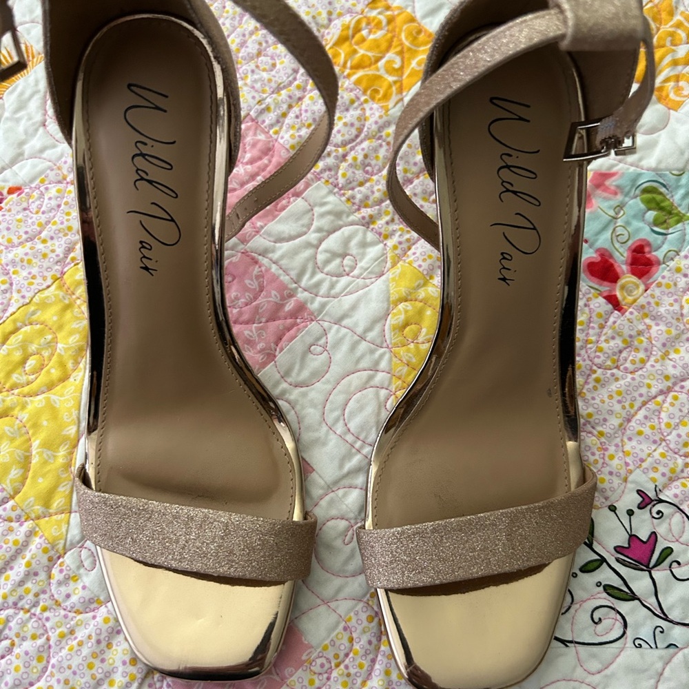 Wild Pair Shimmering Gold Strappy Heels